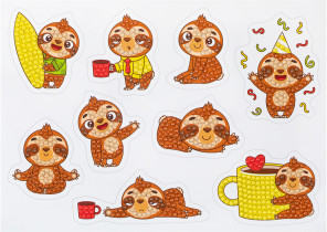 Кристальная ( алмазная) мозаика  " ФРЕЯ" ALVN- 139 наклейки " Ленивцы" 19. 5 х 14 см